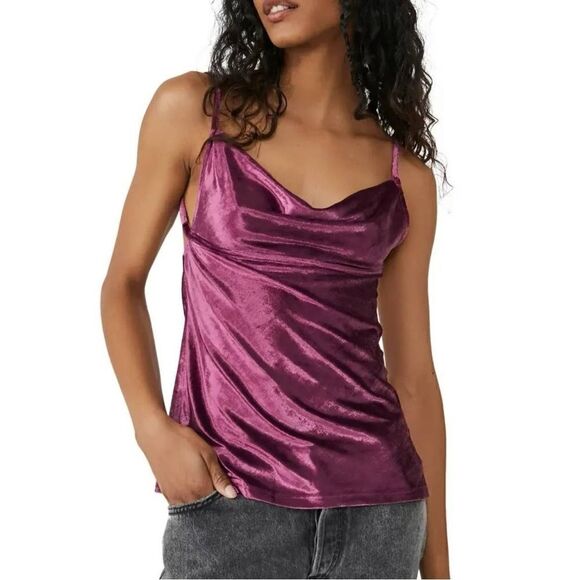 NWT Free People All Night Velvet Tunic Top - Fig Jam Small - Picture 2 of 5